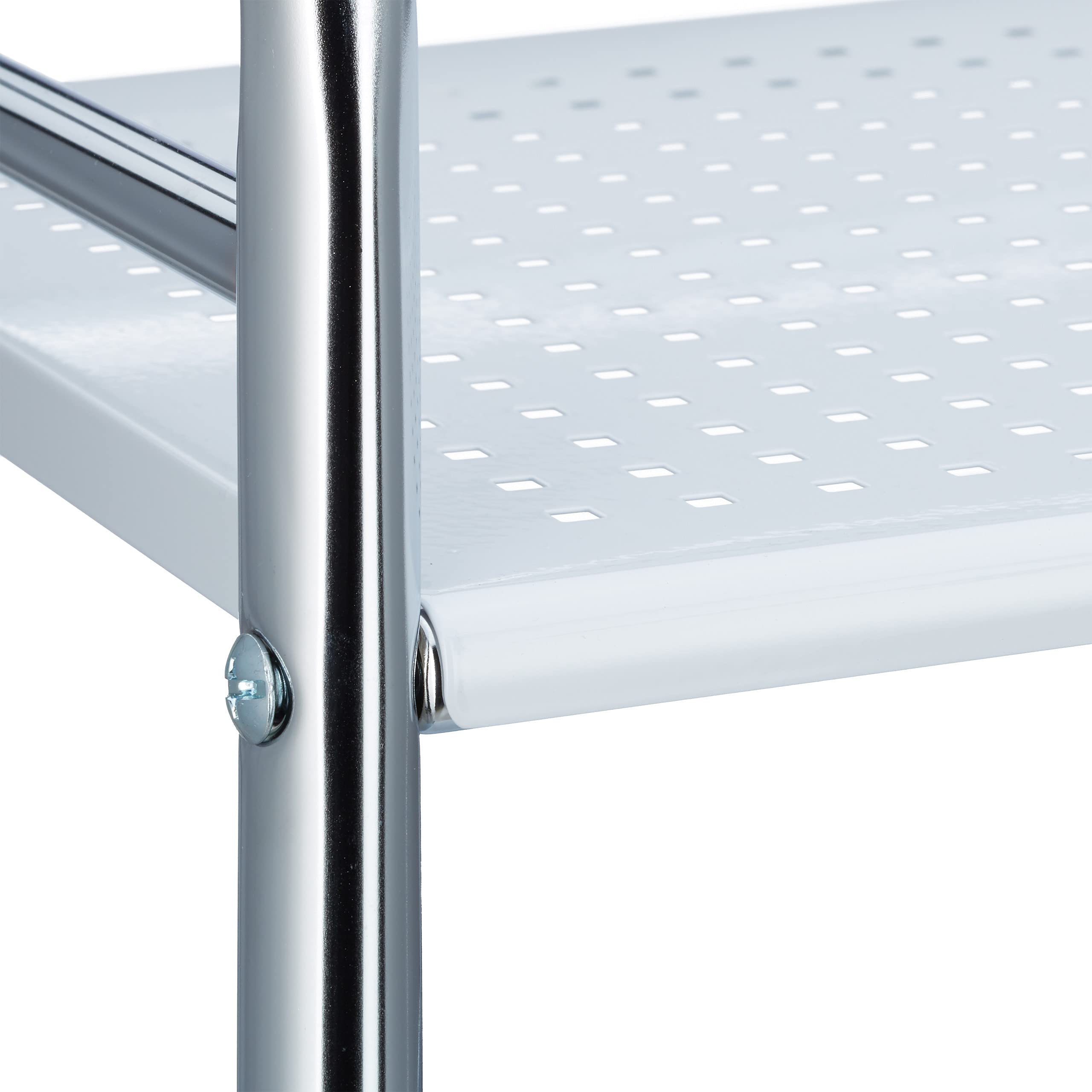 Relaxdays Camarera de 3 Pisos, Carrito Cocina con Asas para Empujar, Hierro Cromado, 75 x 40,5 x 31 cm, Blanco