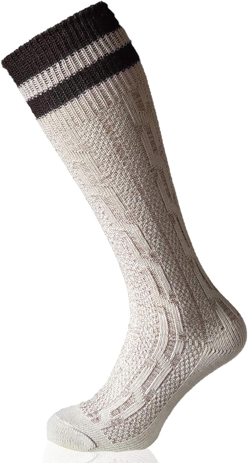 Calze in pelle sintetica, da uomo, con motivo a trecce, colore beige