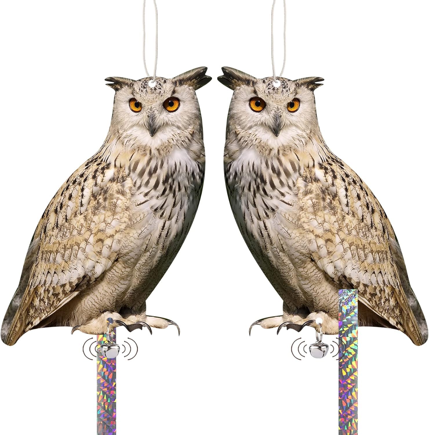Kungfu Mall Hanging Flat Fake Owl to Keep Pigeon Away from Balcony 2PCS Garde...