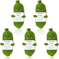 Vista 8 de Figuras de Pepino en Vinagre Emocionales de Crochet, 2 Piezas Hechas a Mano Divertidas Figuras de Pepino en Escabeche Lindas Adornos Tejidos a Mano