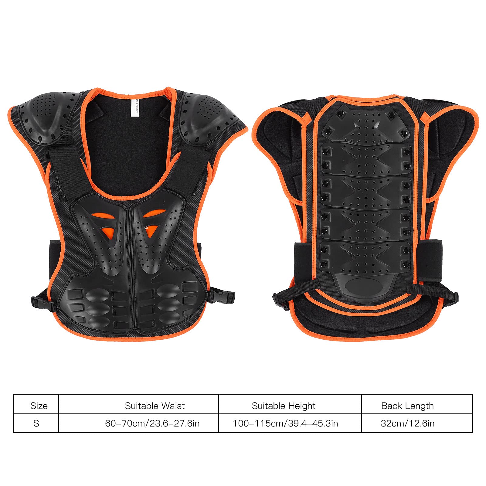 01 Reiten Brustschutz, Kinder Sport Protektor Weste Leicht zum Schutz des Körpers (Orange Black, S)