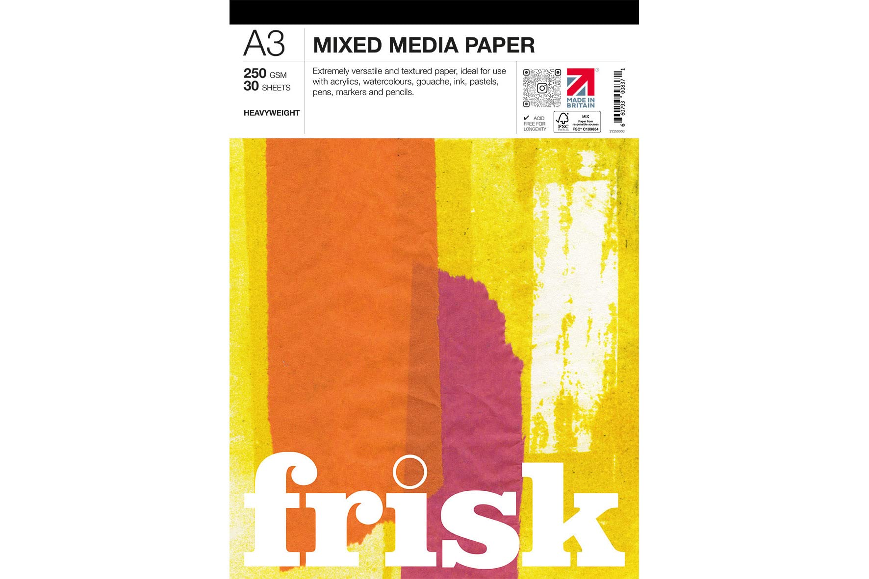 Frisk White 23250003 Mixed Media Paper Pad A3,