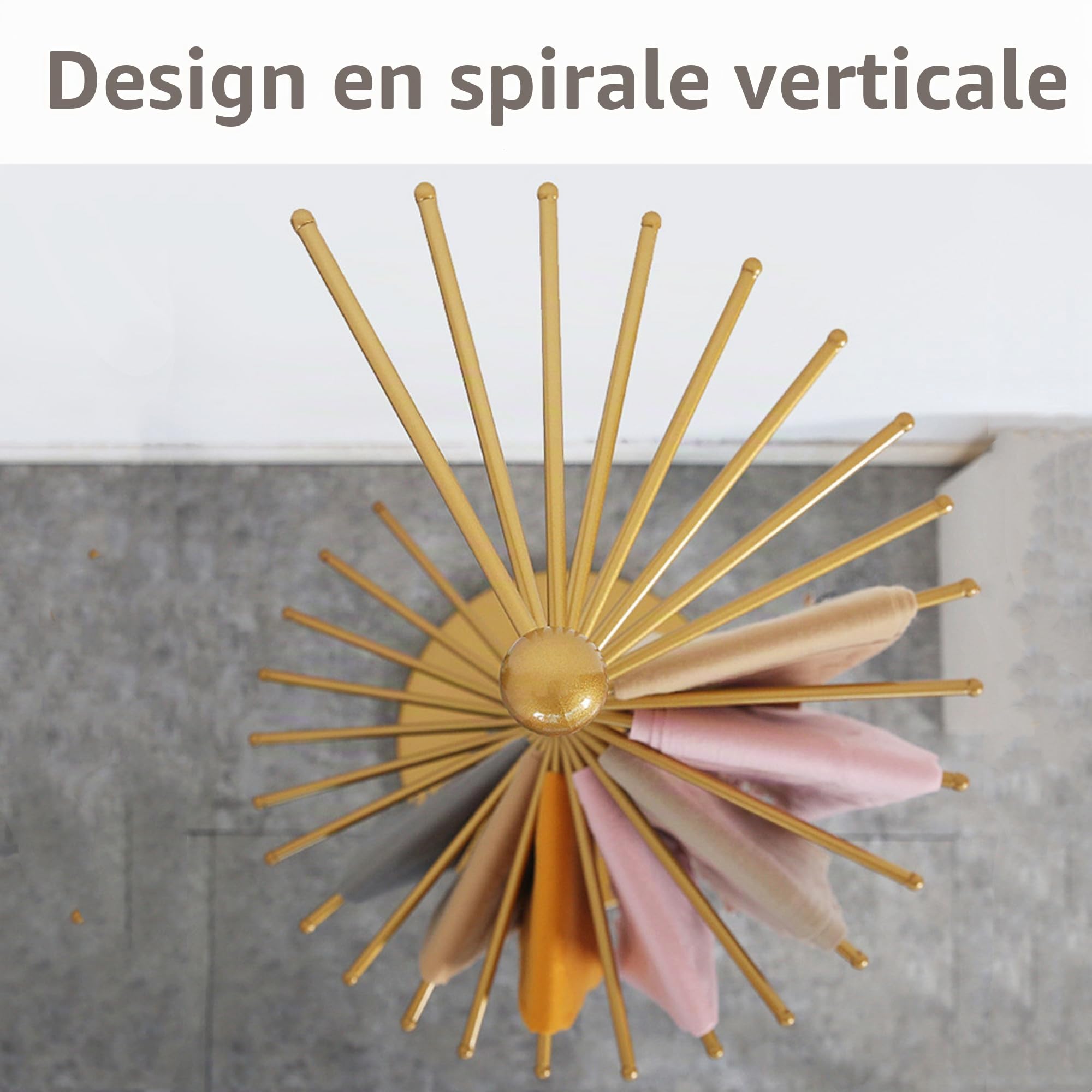 Porte-écharpe autoportant, Organisateur de Hijab en Spirale, Cintre de couvertures de Pantalons de Ceinture pour Magasin de vêtements, Grande Taille 67 "x 17",d'or