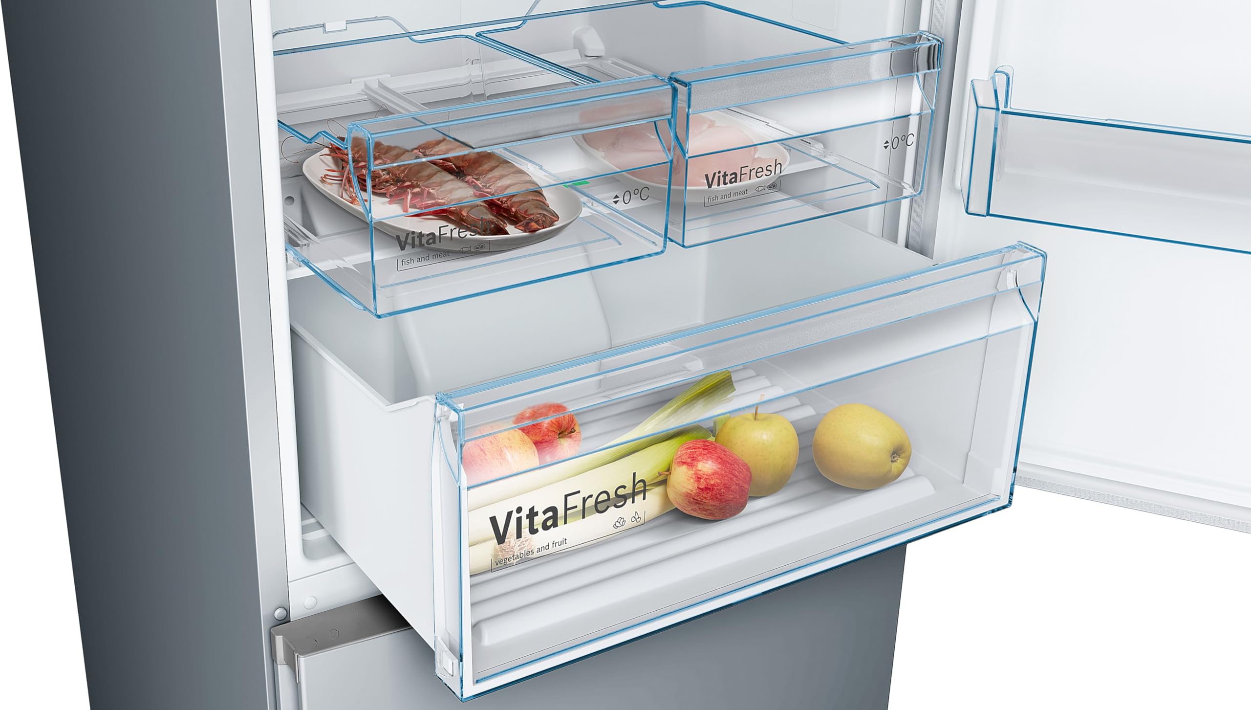 Bosch, Frigorífico combi, Serie 4, XXL, Total NoFrost, Inox, KGN493IDA | Gran capacidad para no quedarte sin espacio y tecnología que evita la escarcha.