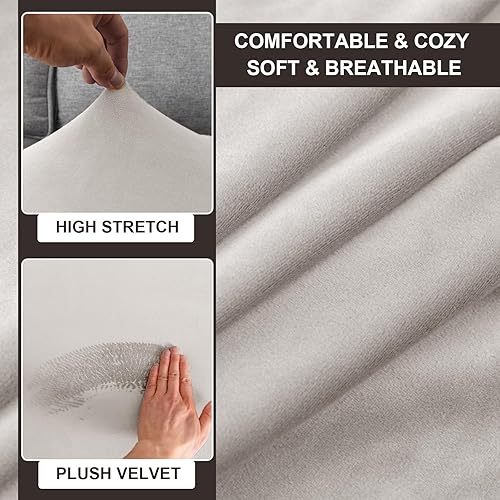 Miniatura 3 de Juego de funda para silla y otomana, funda de terciopelo para sillón y otomana antideslizante, juego de fundas elásticas para sofá y taburete de pie