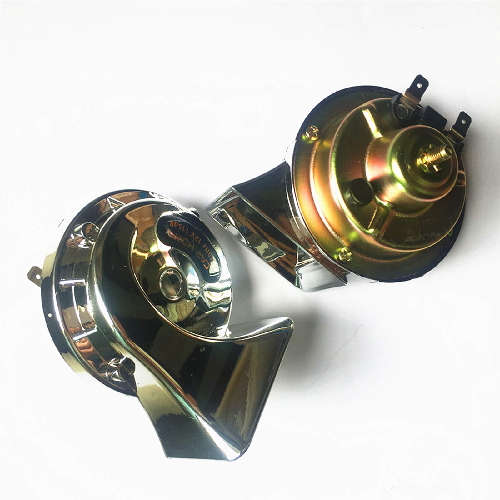 Corno per auto Car Horn Corno elettrico per auto 115DB Corno per camion 1 paio universale Corno impermeabile argento Corno per toni alti e bassi con staffa in metallo per 12V camion moto ecc