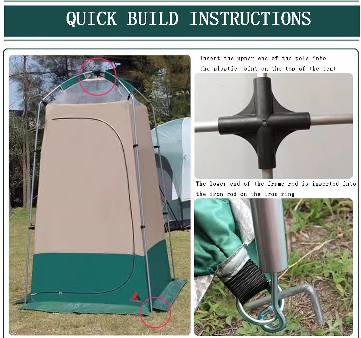 Privacy Shower Tent, Dressing Room, or Portable Toilet Stall with Carry Bag for Camping, Beach,with 20L Shower Water Bag/Foot Step Shower (A)