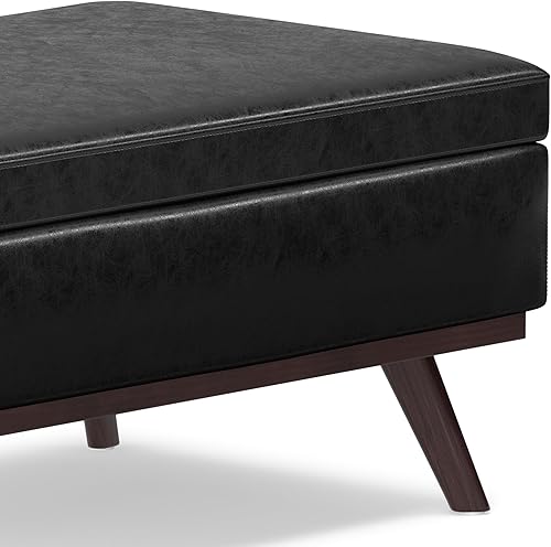 Miniatura 312 de SIMPLIHOME Owen - Bandeja rectangular moderna de mediados de siglo de 34 pulgadas de ancho, otomana pequeña para almacenamiento de mesa auxiliar, en