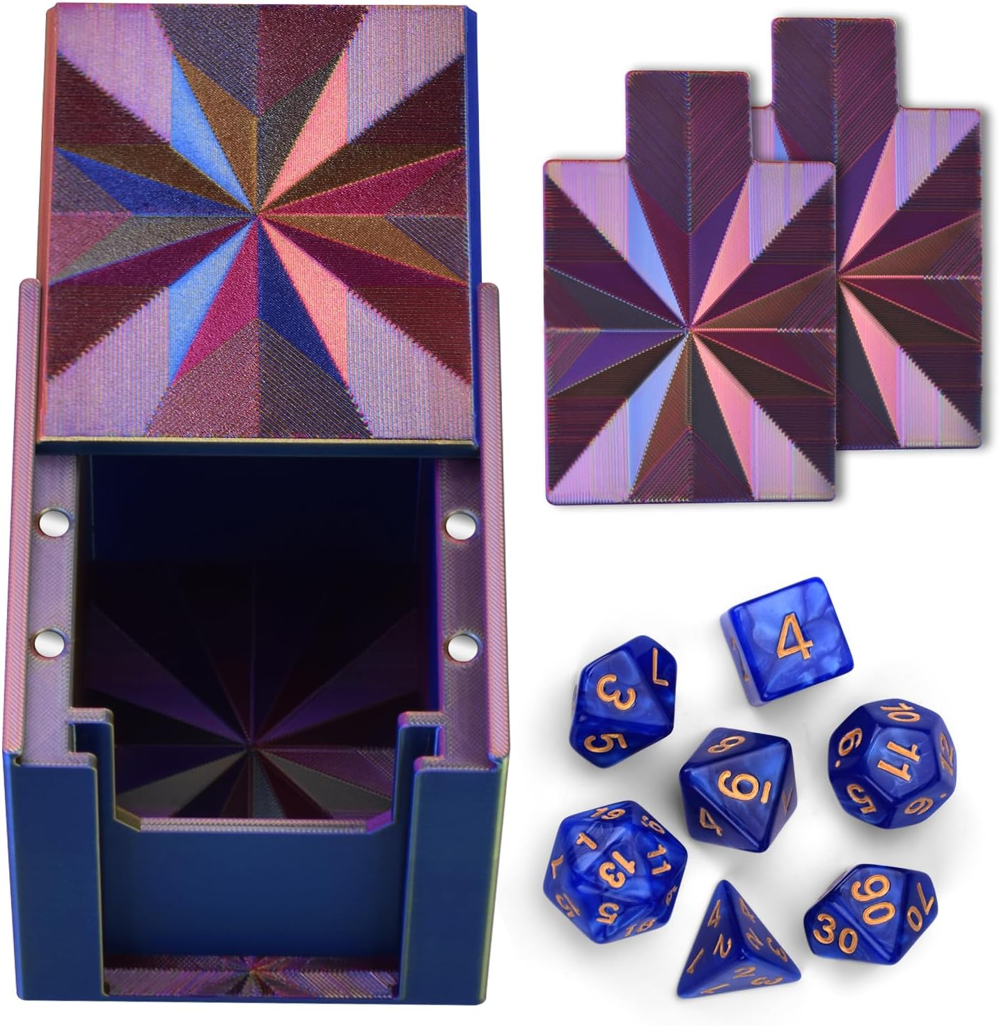 ATOMUS 3D Printed Commander Deck Box for MTG, Magnetic Card Storage Case Holds 100+ Double-Sleeved Cards with Dice Tray, Trading Card Display Box for Collectors