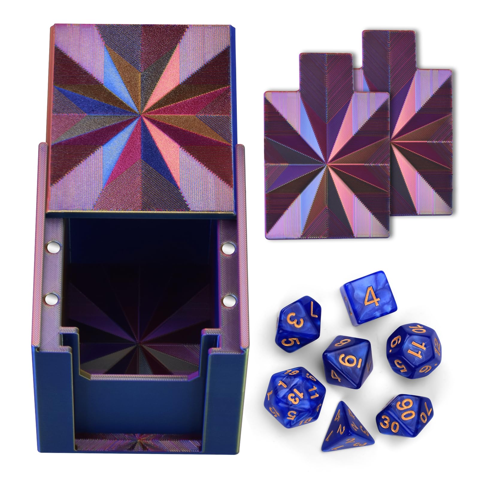 ATOMUS 3D Printed Commander Deck Box, Holds 100+ Double-Sleeved Cards, Magnetic Closure Trading Card Case Compatible with MTG PLA Card Holder for Collectors (purple)