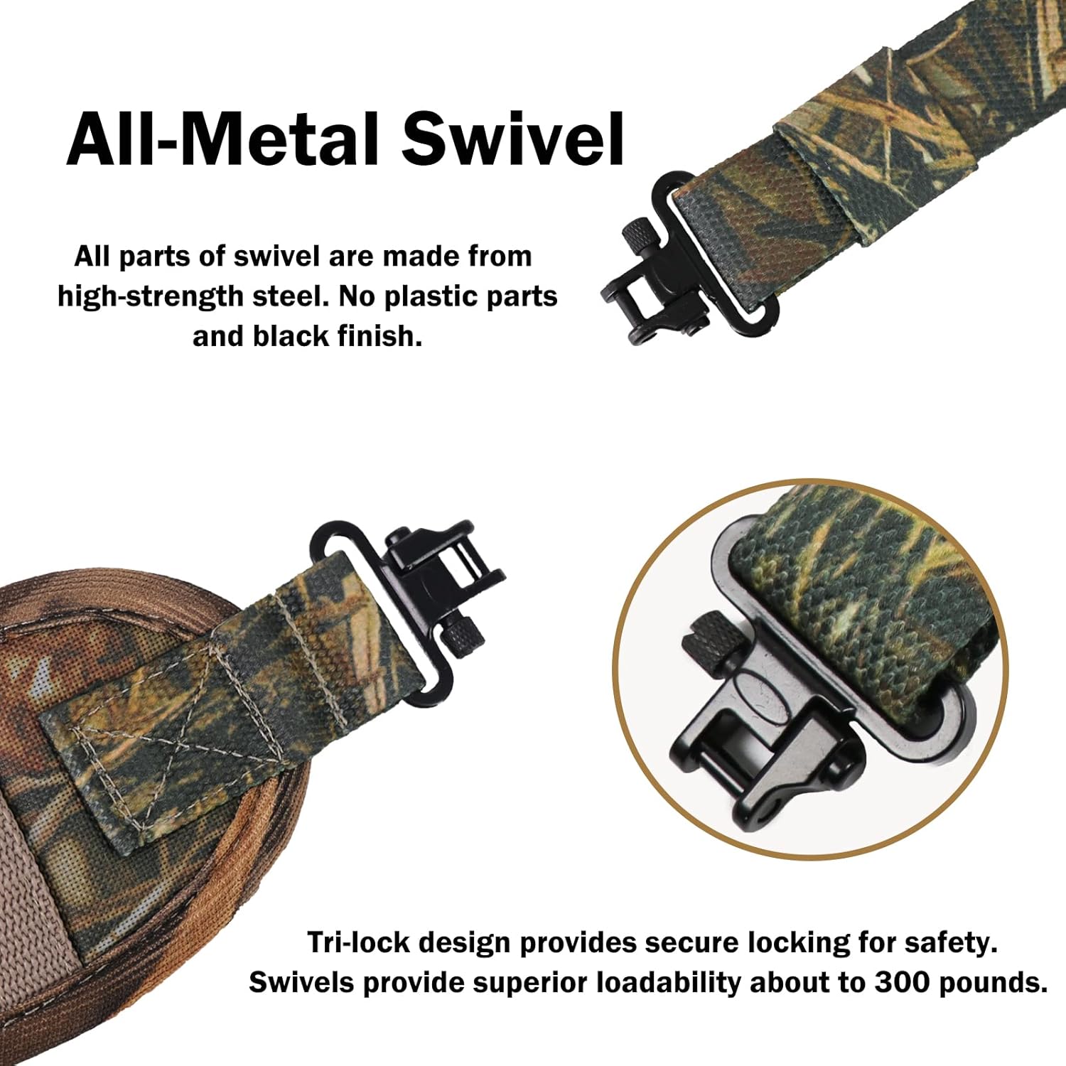 HUNTPAL Full Camo 2 Point Gun Shotgun Rifle Sling with Quick-Grab Handle, 3 Accessories Pockets, Steel Swivels and Thumb Hole, 1.18" Nylon Webbing Neoprene Gun Shoulder Strap