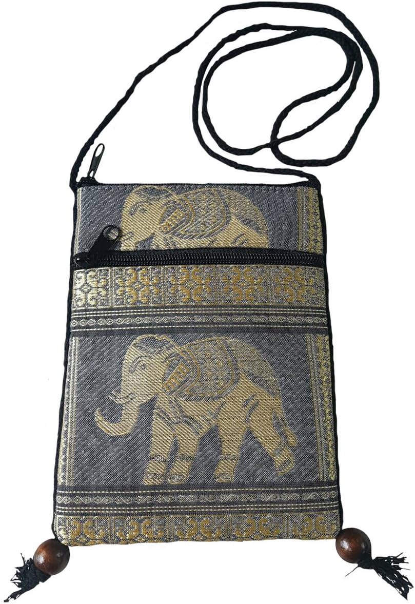 BTP Hmong Bag Hill Tribal Elephant Mini Crossbody Single Shoulder Bag Cellphone Case Passport Holder Travel Pouch