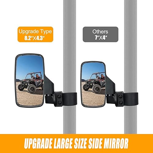 Miniatura 2 de RANSOTO Espejo retrovisor lateral UTV y espejo central para barra de 1.6 a 2 pulgadas, compatible con Polaris RZR Ranger Can-Am Maverick Commander