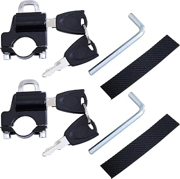 2X Motorcycle Helmet Security Lock Replacement Anti-Theft Fixed Multi-Function Lock Accessories with Key for Motorcycles Bicycles E-Bike