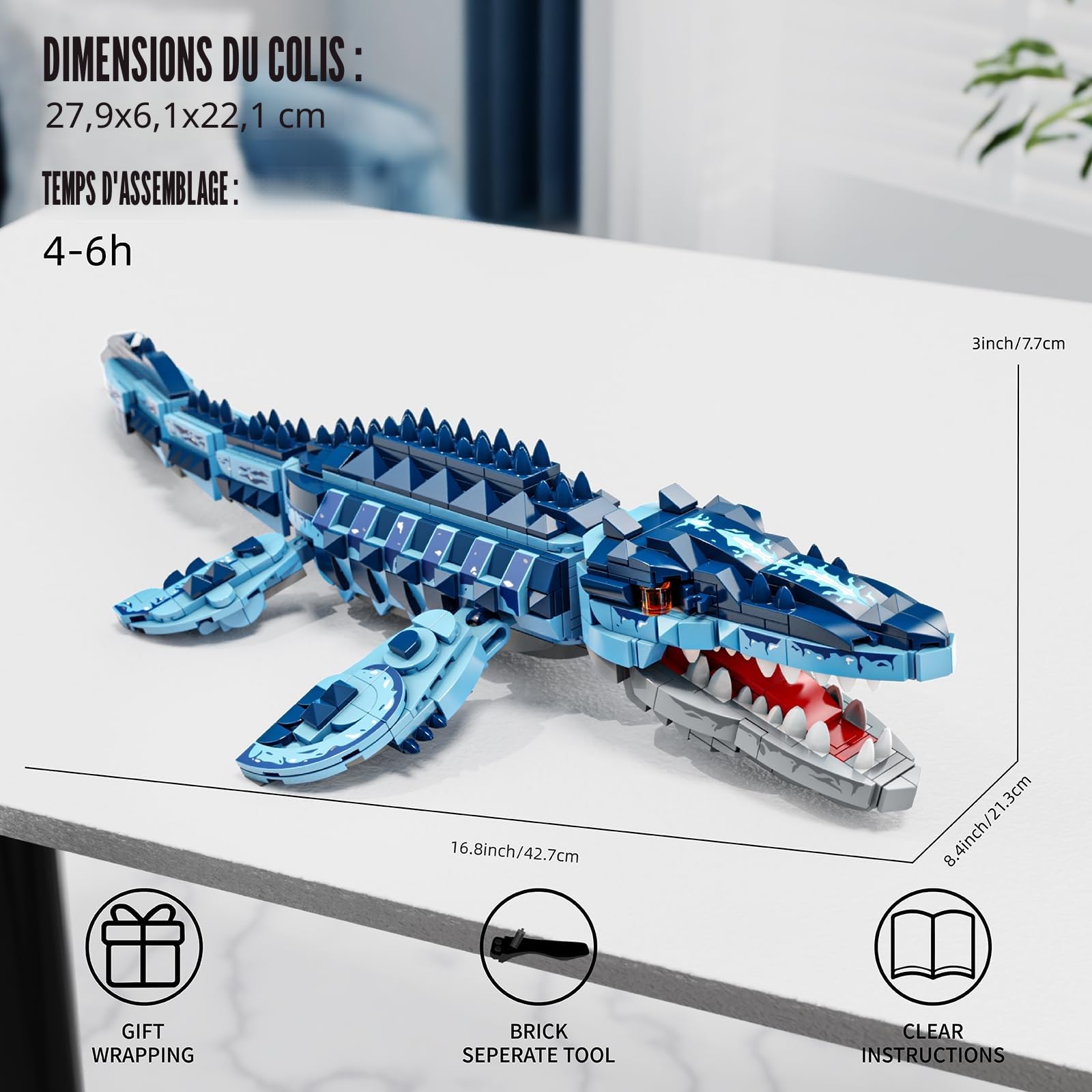 TYCOLE Mosasaurus Kit de Construction 805 Pièces pour Enfants et Adultes