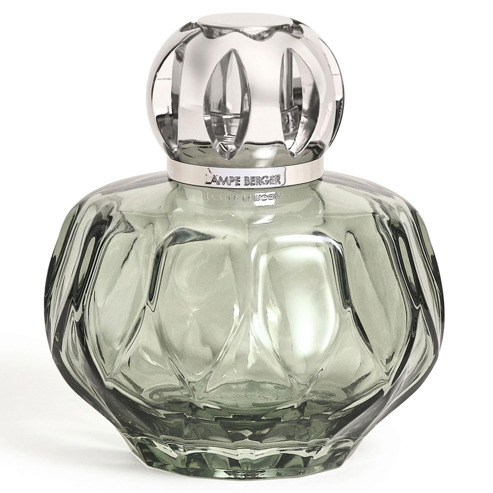 Maison BERGER – Lámpara Berger Rosalie de 330 ml, sin perfume incluida – Lámpara de Catálisis para purificar y perfumar el aire – Cristal colorido, montura plateada – Fabricado en Francia (Verde)