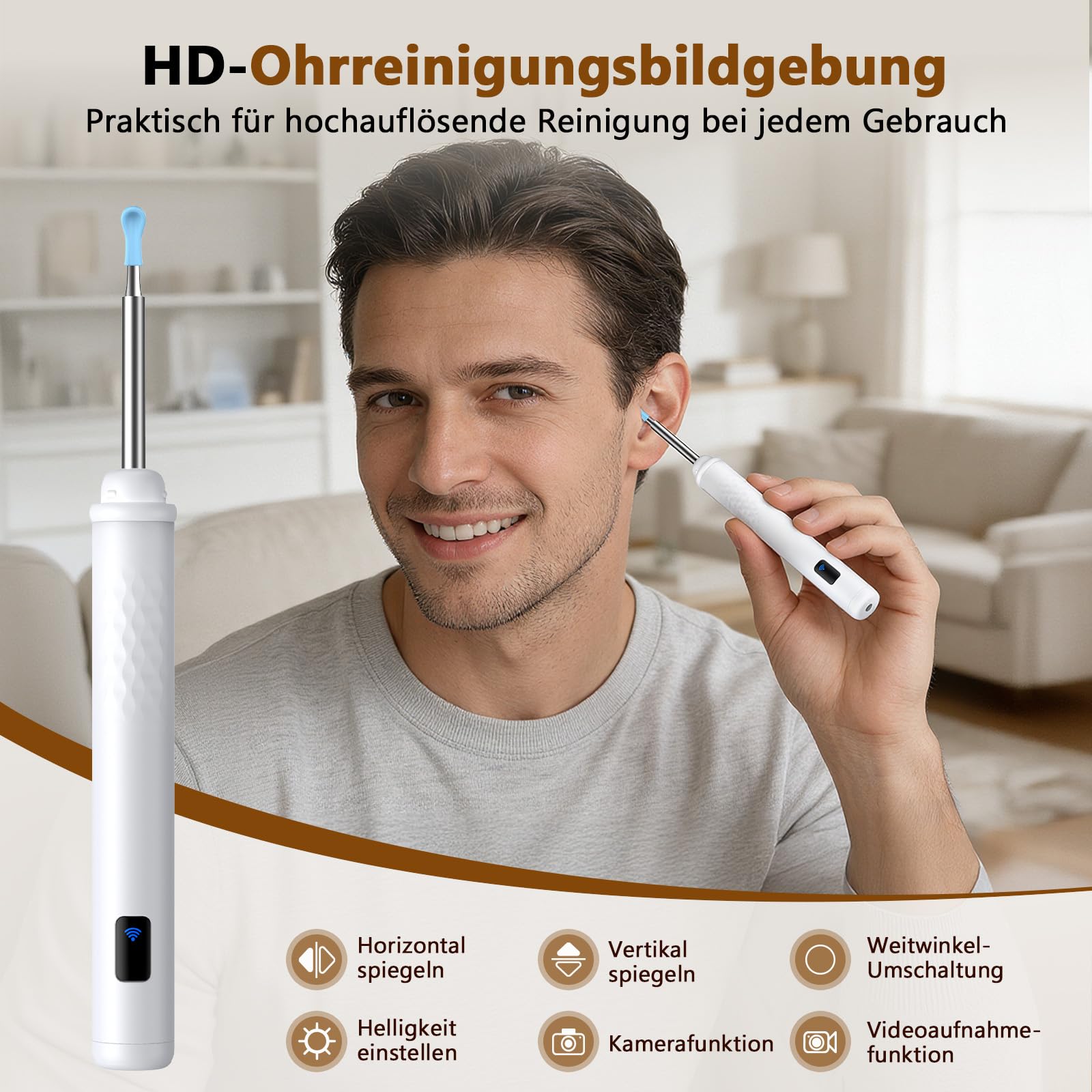 Ohrenschmalz Entferner Otoskop mit 3.97" Bildschirm Kein App Download Erforderlich, Ohrenreiniger Mit Kamera, Mitesserentferner, Mundpflege-Hilfe, Magnetmontage, Ladekoffer, Für Familie,Reise