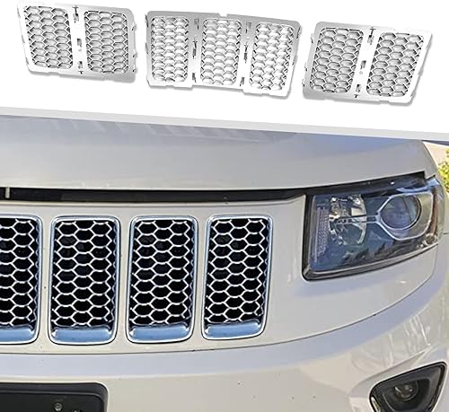 3 piezas de insertos de parrilla de panal compatibles con Jeep Grand Cherokee 2014-2016 (negro)