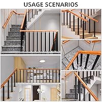 Vista 19 de 42/40/38/36/34in Square Stair Baluster Posts- 270° Adjustable Metal Railing Spindles with Flat Bracket Base and Screws Kits; Iron Posts are Suitable