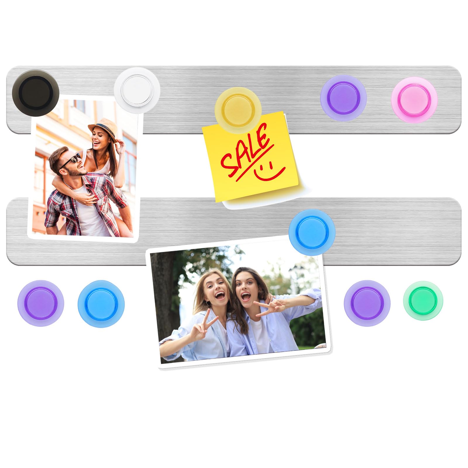 DUJEQM 2Pcs Magnetic Board For Wall - Frameless Stainless Steel Magnetic Notice Board With 7 White Magnets - Magnetic Strips Self Adhesive Memo Bulletin Board Strips For Office, School, Fridge, Photo - View #6