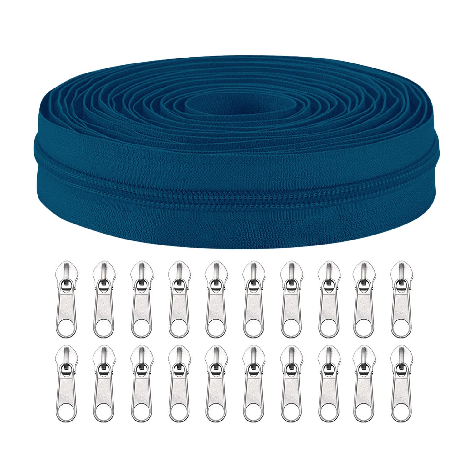 Sawoake #3 Nylon Coil Zippers by The Yard Bulk 10 Yards with 20pcs Zipper Sliders for DIY Sewing Tailor Craft Bag Garment Home Textile…(Deepblue)