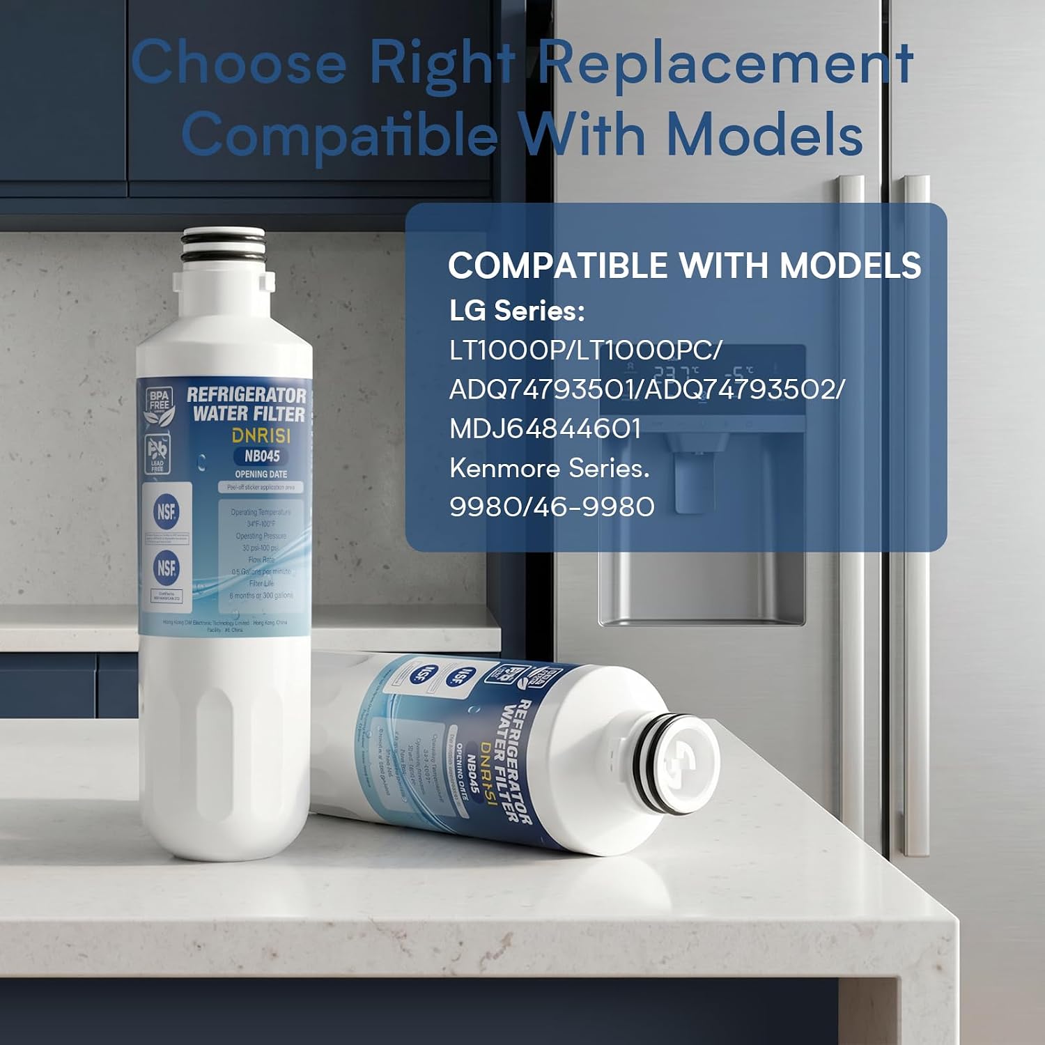Water Filter Replacement for LT1000PC ADQ747935, 3 Combo | Replacement For LT1000P LMXS28626S, MDJ64844601, 46-9980, LMXS30796S, LMXS30796D, LMXC23796S, ADQ74793501, AGF80300704