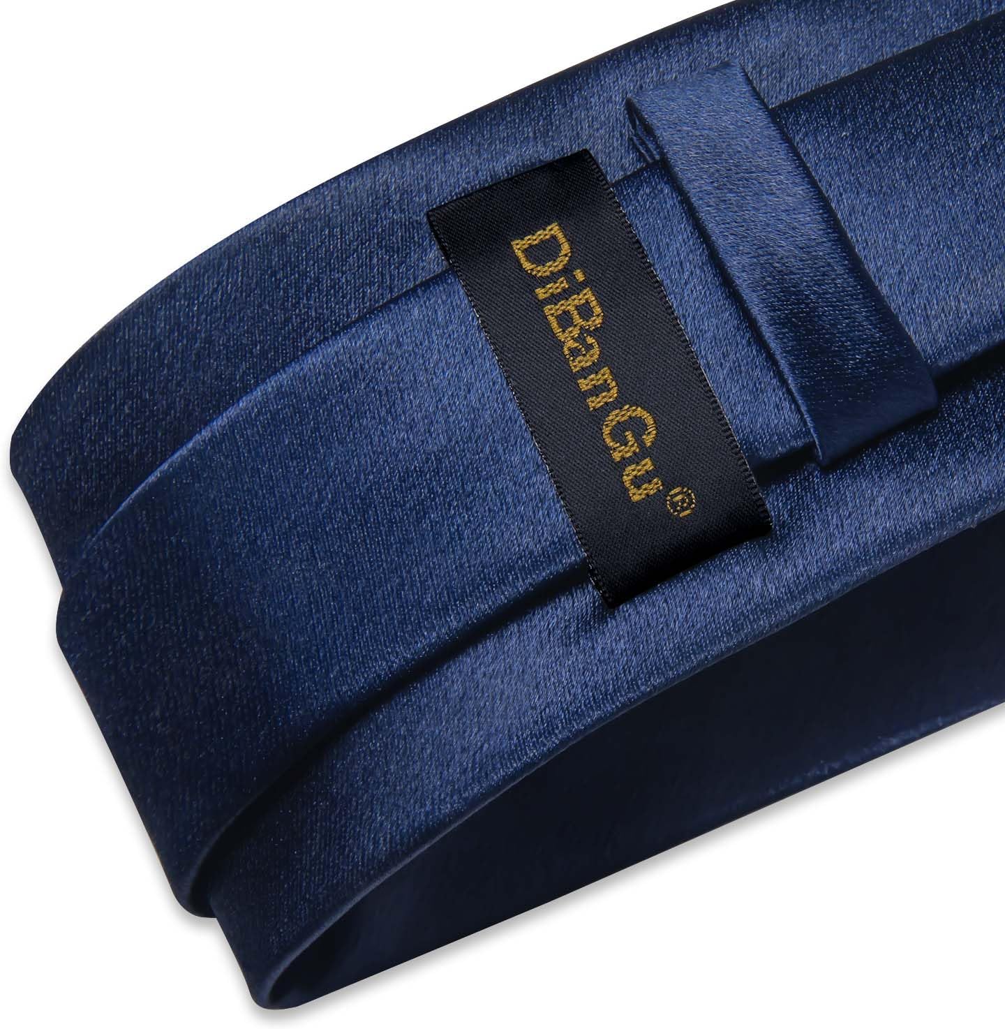 DiBanGu Mens Satin Tie with Lapel Pin Tie Clip Shiny Solid Color Necktie and Pocket Square Cufflinks Set for Wedding Party - Image 5