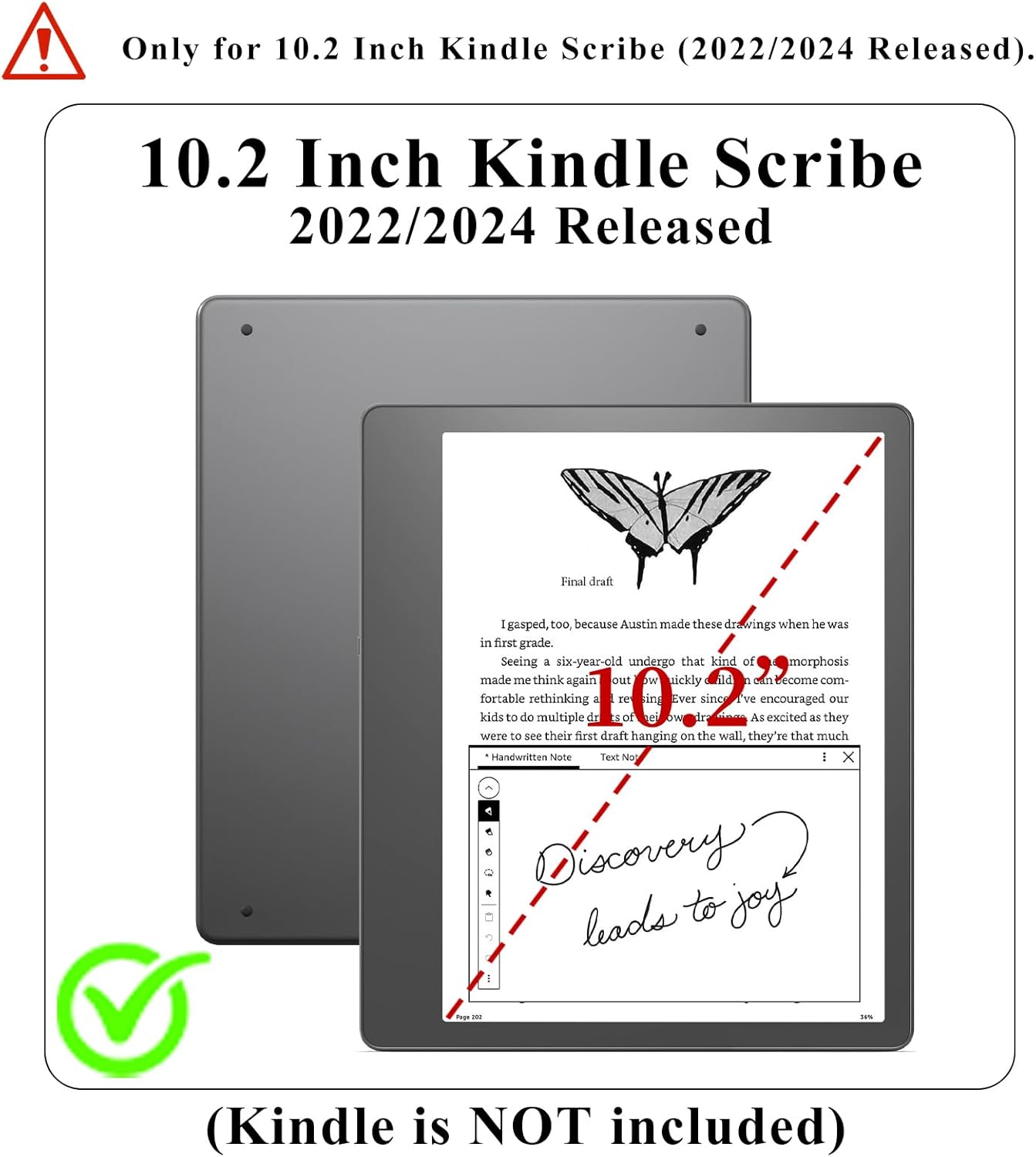 MAYCARI Slim Case for 10.2" Kindle Scribe 2024/2022 Released Case with Pen Holder, Doodle Art PU Plastic Protective Cover with Auto Sleep/Wake for 10.2 Inch Kindle Scribe - Pink Stick Figure Crown