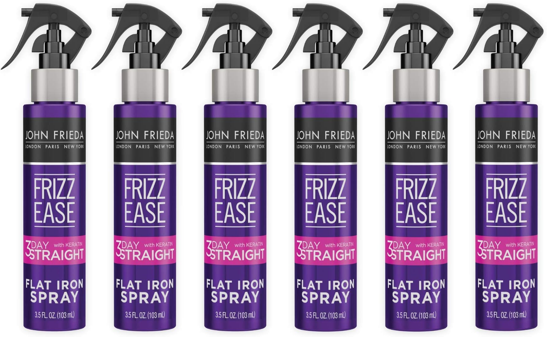 Frizz Ease 3-day Flat Iron Spray, Heat-activated Straightening Spray, to Block Out Frizz, with Keratin Protein, 3.5 Ounce (Pack of 6)