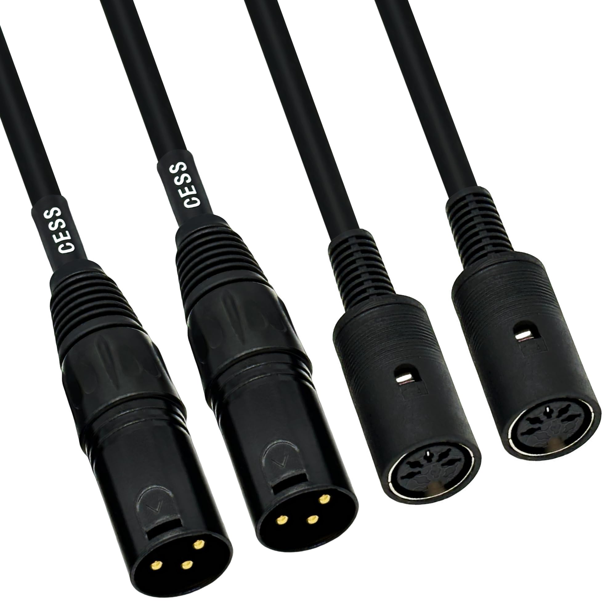 CESS-279 DIN 5-Pin MIDI Femelle vers XLR 3-Pin Male Adapter Cable - 15,2 cm Convertisseur Cordon pour Synthétiseurs, Claviers, Contrôleurs, Lot de 2
