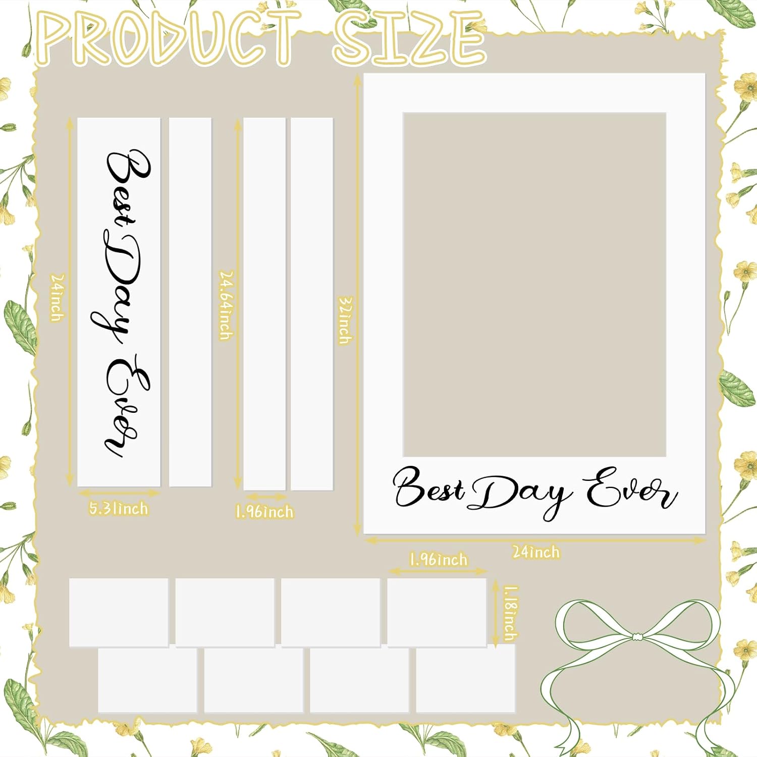 BreezeHug 32 x 24 Inch Large Wedding Photo Booth Props Frame DIY PVC Cutouts Photo Booth Selfie Frame for Wedding Bridal Shower Baby Shower Anniversary Party Supplies Decorations(Best Day Ever)