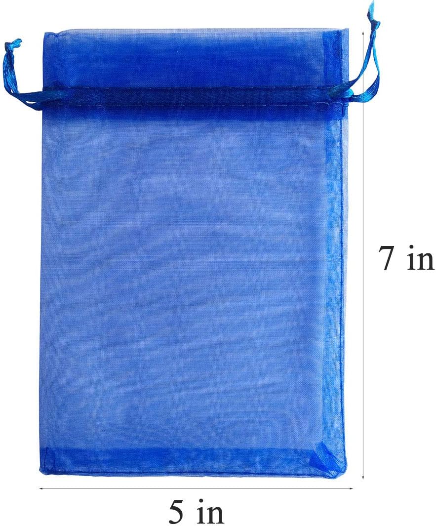 Hоt Dеаlѕ Pimuza Pack of 50 5x7 inch Gift Wrap Bags Royal Blue, Organza Sheer Fabric Sturdy Material, Drawstring Organizer for Baby Shower Favor, Celebration, Church, Rose Petals, Cosmetic, Ring, Earring, Watch