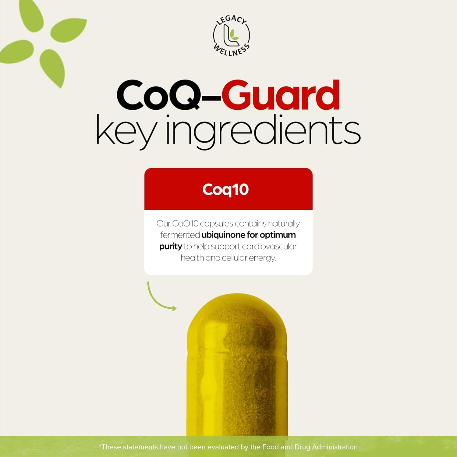 Legacy Wellness CoQ-GUARD CoQ10 200mg - Natural High Potency CoQ10 Supplement for Energy, Heart, Antioxidant & Cellular Support - High Potency Co Q 10 Ubiquinone for Overall Wellness - Non-GMO 30 Caps