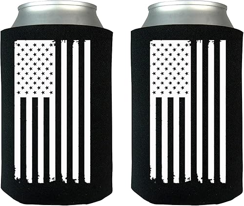 Rogue River Tactical Juego de 2 fundas plegables para botellas de latas y bebidas con la bandera de Estados Unidos