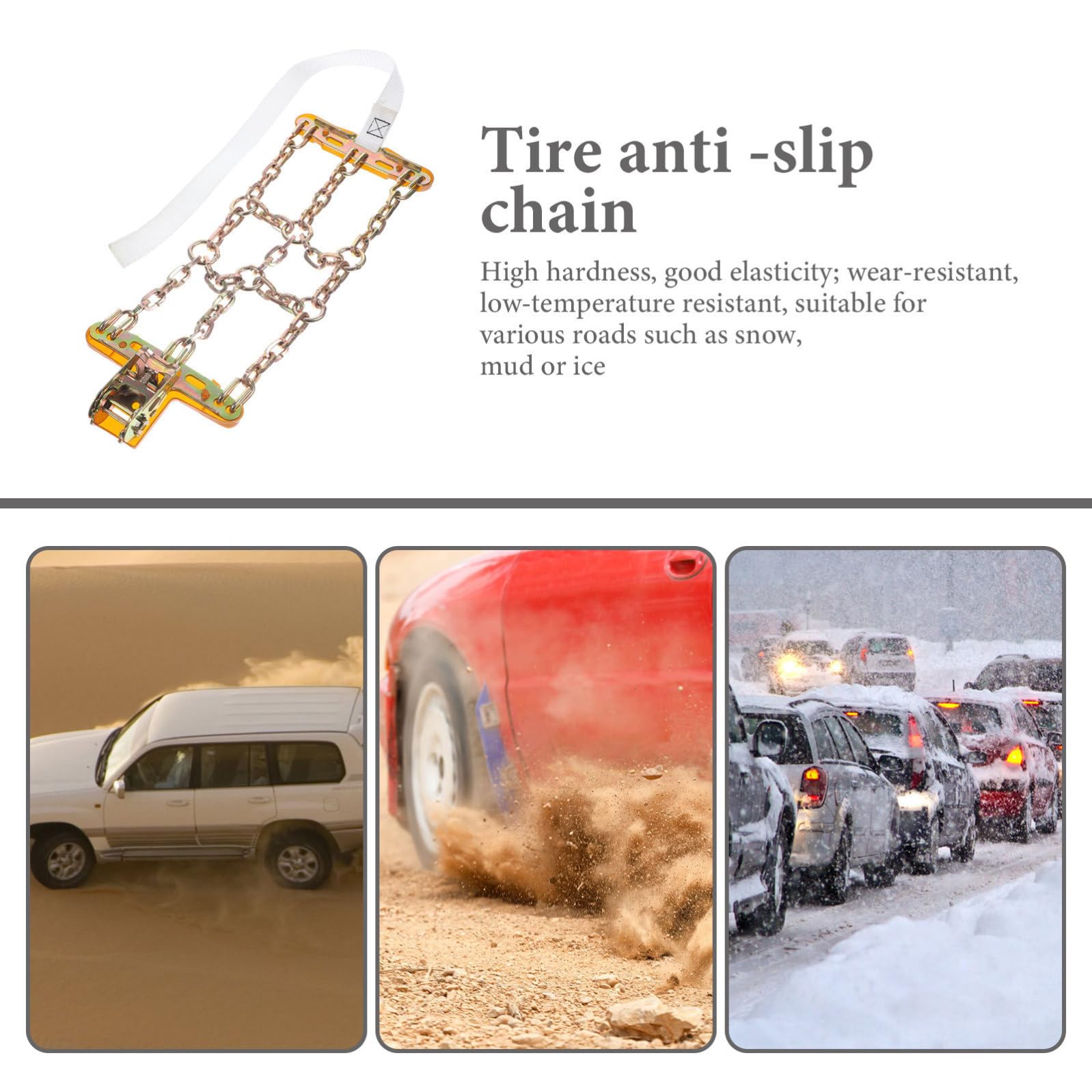 Catene da Neve per Auto e Suv, Catena Regolabile per Pneumatici | Cinghie di Tensione, Struttura Incrociata Stabile, Bordi Laterali Allargati, Metallo e Nailon Colore Casuale
