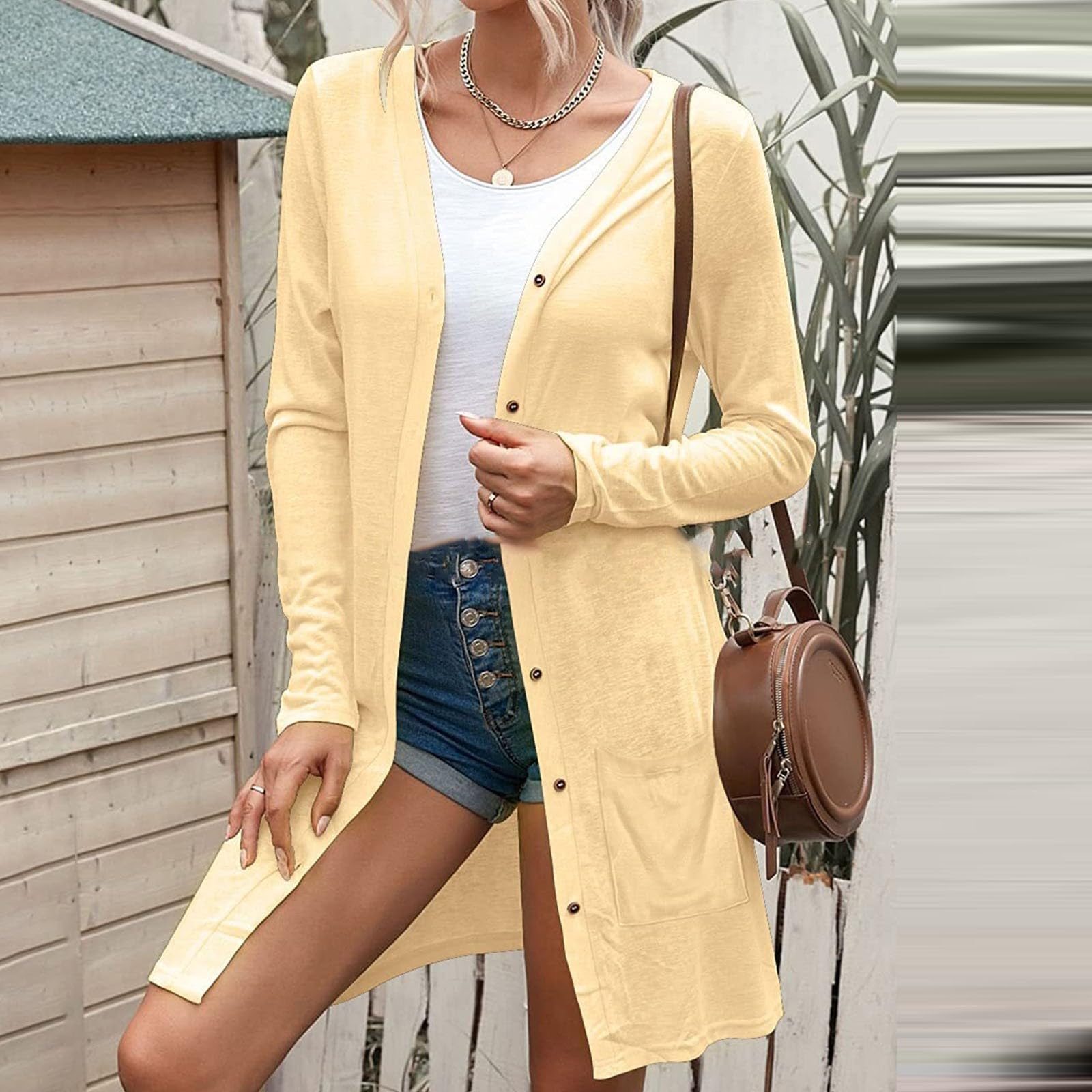 Cardigan sottile da donna, lungo, estivo, leggero, elegante