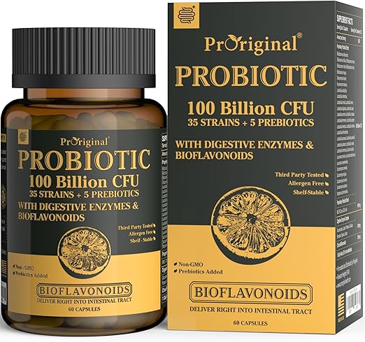 Probiotics with Prebiotics for Men and Women - 35 Strains Organic Probiotics 100 Billion CFU for Gut & Digestive Health, Vegan Acidophilus Probiotic Supplement, Non-GMO Raw Probiotic 60 Capsules Probiotics with Prebiotics for Men and Women - 35 Strains Organic Probiotics 100 Billion CFU for Gut & Digestive Health, Vegan Acidophilus Probiotic Supplement, Non-GMO Raw Probiotic 60 Capsules