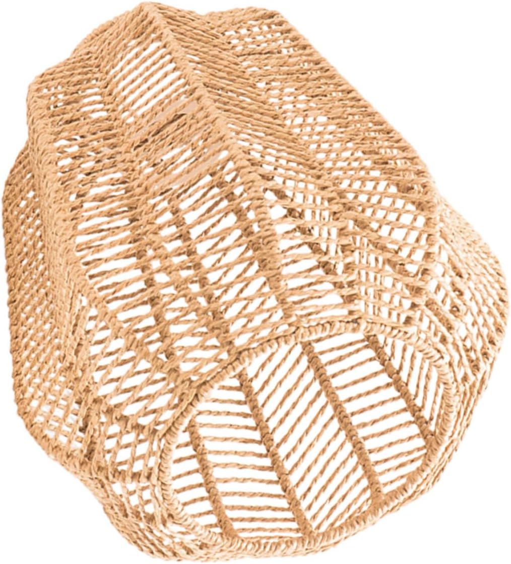Ceiling Lamp Shade Rattan Lamp Shades Decorative Pendant Lampshade Paper Rope Warm Atmosphere for Study Guesthouse Cafe