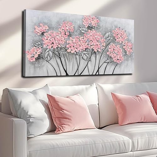 SOUGUAN Decoración de pared de flores, decoración de sala de estar, obras de arte modernas rosas, pinturas botánicas pintadas a mano para