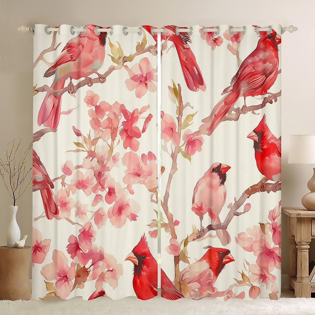 Feelyou Hummingbird Curtains for Bedroom Living Room (2 Panels, 42 x 63 Inch) Kids Floral Blackout Curtains Boys Girls Garden Flower Tropical Birds Darkening Drapes Romantic Window Treatments
