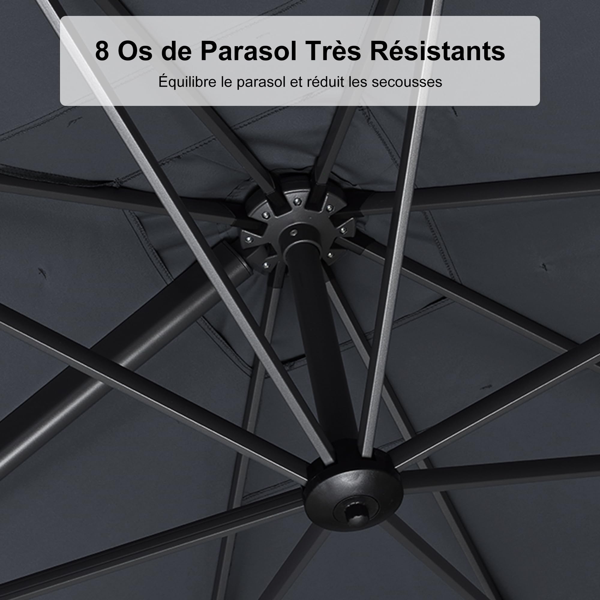 PURPLE LEAF Parasol Déporté 3 x 2 m Gris Inclinable avec Pied de Croix | Inclinaison bidirectionnelle, Surface d'ombre agrandie, Rotation à 360°, 5 niveaux d’inclinaison, Parasol de jardin extérieur