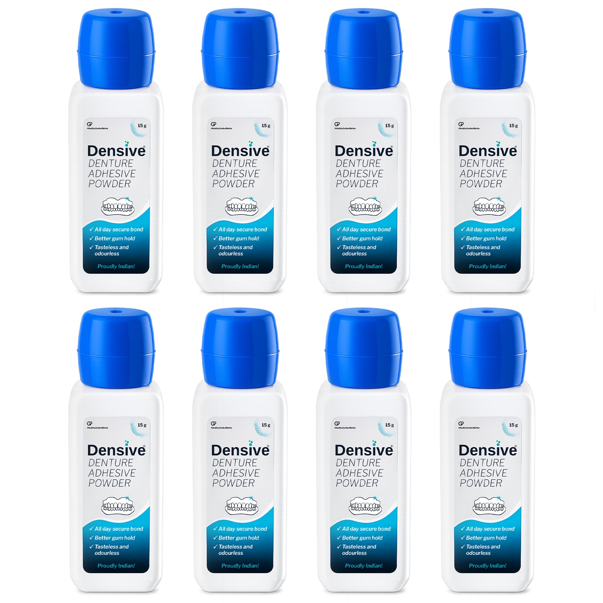 Densive Denture Adhesive Powder Pack of 8 | 15g Per Pack | Tasteless, flavorless, and odourless | Non-Toxic | Better gum hold | All day secure bond | Creates strong bond between gums and dentures-picture-12