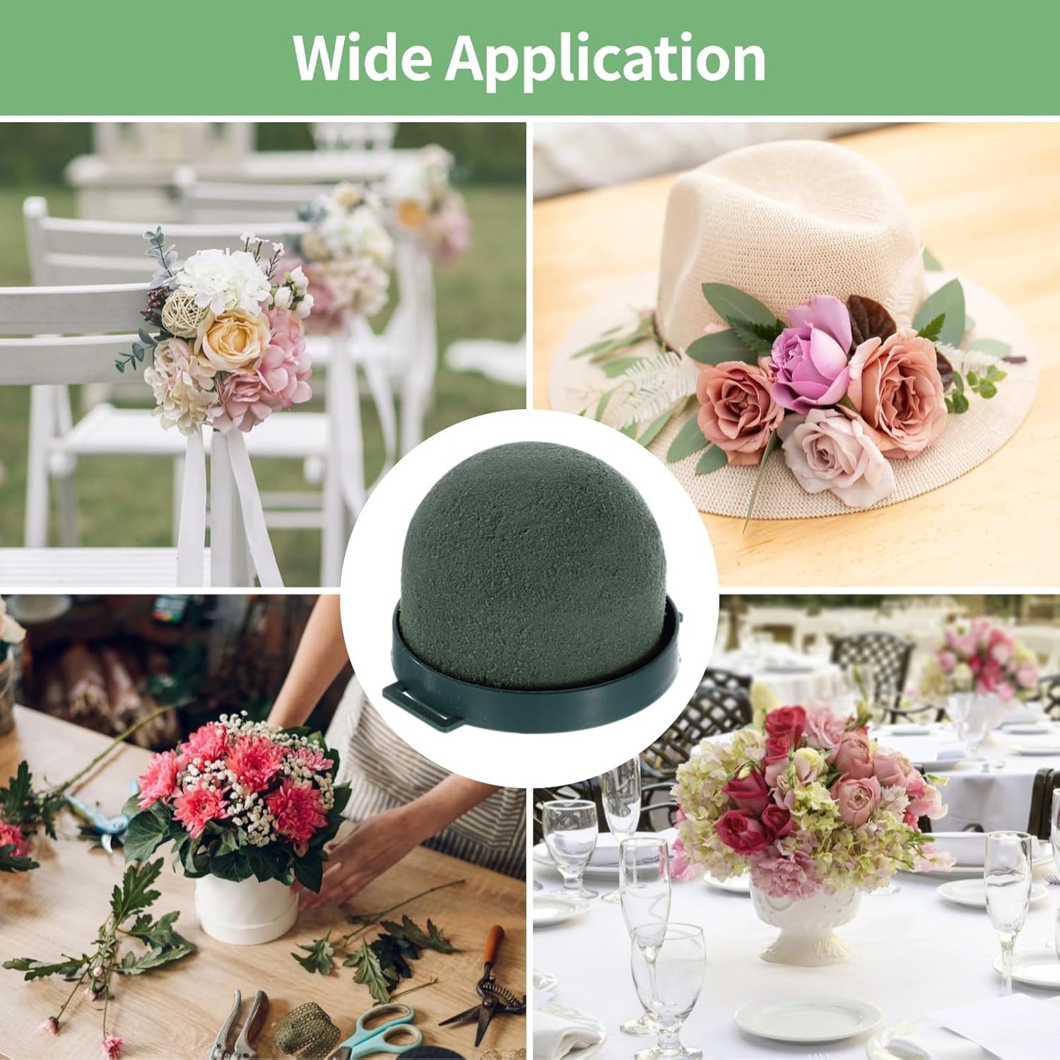 24 Floral Foam Blocks For Wine Bottles, Half-Round, With Wire, Wedding Centerpieces,