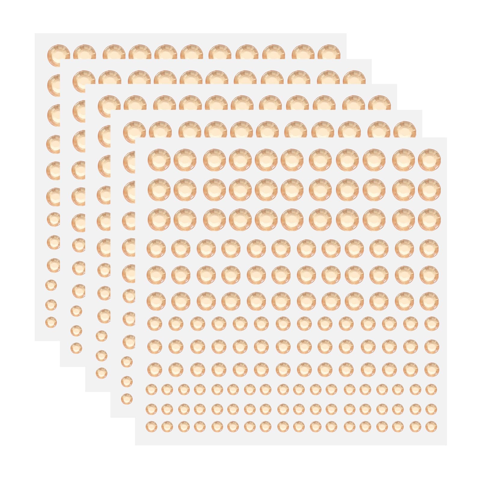 sourcing map 5 Sheet/825pcs Rhinestone Adhesive Stickers Self Adhesive Acrylic Gem Sticker 3/4/5/6mm Plastic Face Bling Gem Stones Jewel for Nail Art Craft Clothes DIY Makeup Decoration, Gold