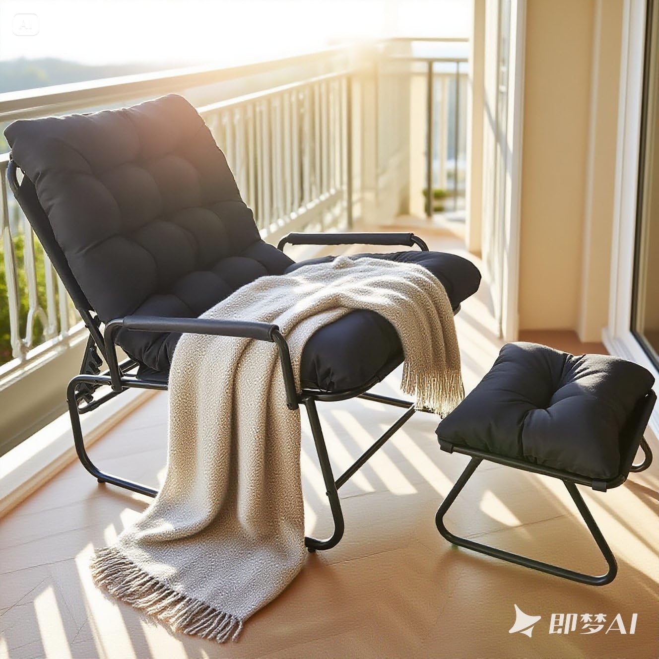 Chaise Longue Inclinable avec Repose-Pieds, Chaise Relax de Jardin, Fonction D'inclinaison à 4 Positions, Coussin Amovible avec Repose, Chaise Longue Détente pour Jardin, Terrasse (Noir)