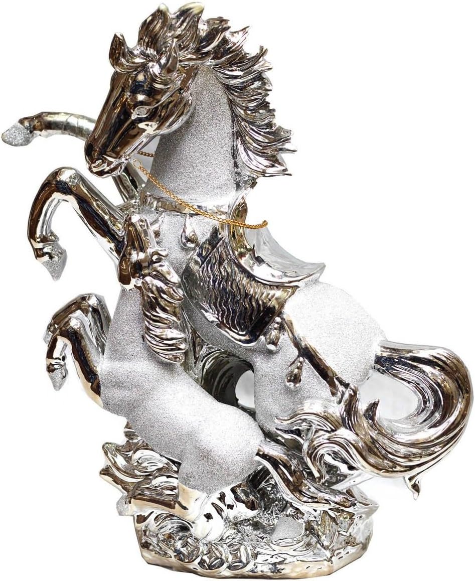 Italian Style Gold/Silver Horse Fole Romany Gypsy China Ornament Ceramic Center (Silver)