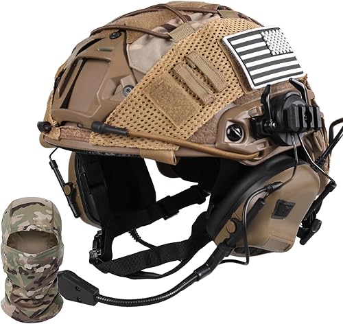 TUMHUTS Casco táctico ajustable con cubierta de casco, PJ tipo táctico multifuncional protector NVG montaje para cosplay caza tiro