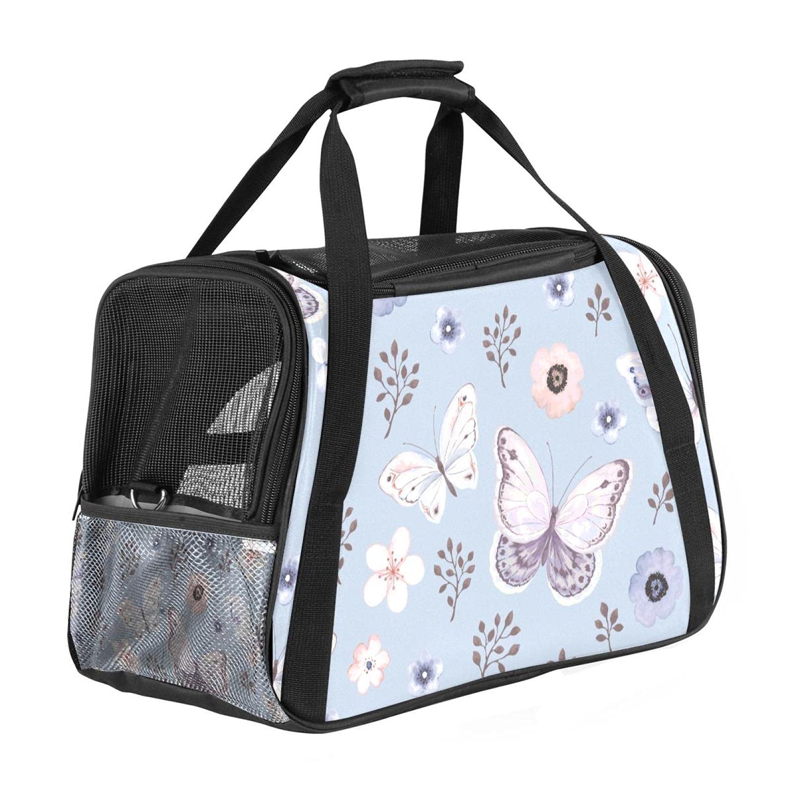 Sac de transport chat et chien imprimé fleurs pour voyager en avion