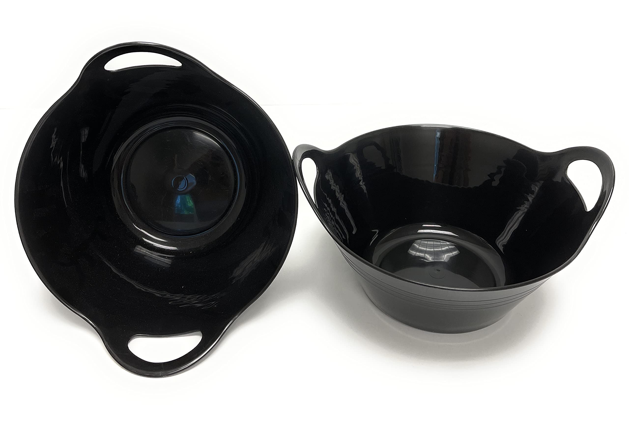 Mintra Home Plastic Bowls with Handles (1.8L Medium 2pk, Black)