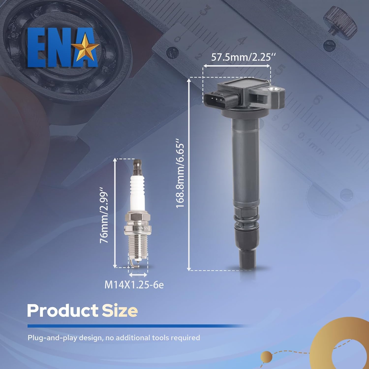 ENA Set of 4 Ignition Coils & Platinum Spark Plugs Pack Compatible with Toyota 2000 2001 2002 2003 2004 Tacoma 2.4L 2.7L L4, 1999 2000 4Runner 2.7L for UF323 C1305 90919-0223 9091902237 7090 5464 4503